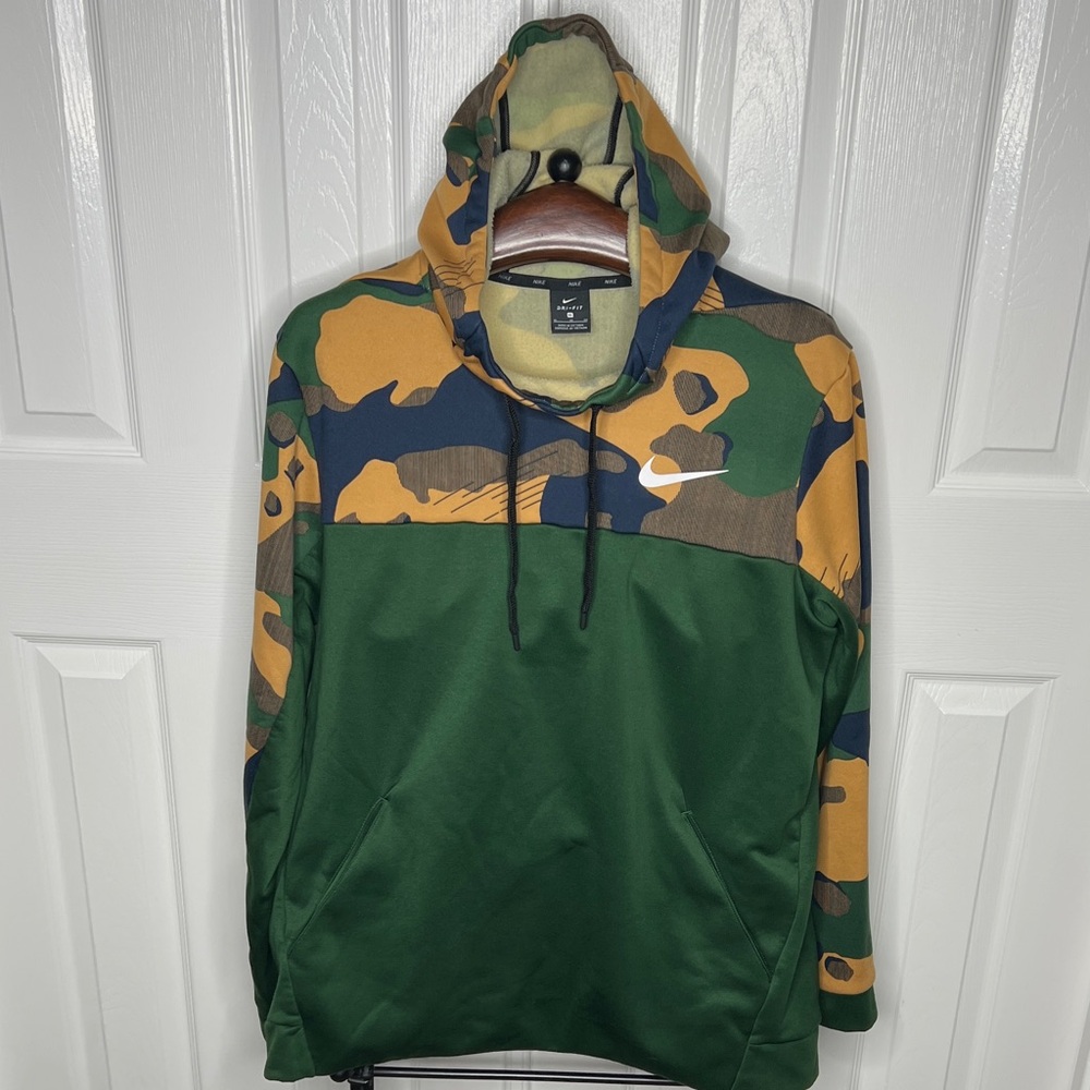 Nike Green and Camouflage Men's Dri-Fit Hoodie